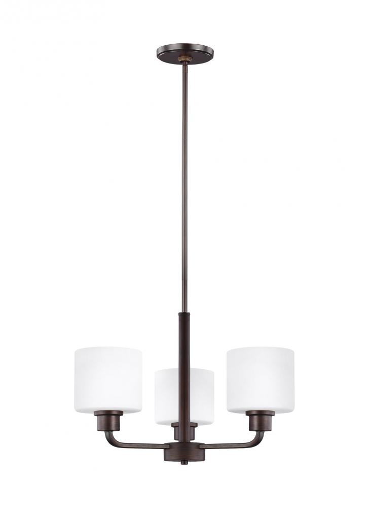 Canfield modern 3-light LED indoor dimmable ceiling chandelier pendant light in bronze finish with e