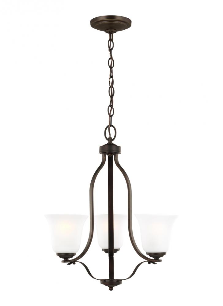 Emmons traditional 3-light LED indoor dimmable ceiling chandelier pendant light in bronze finish wit