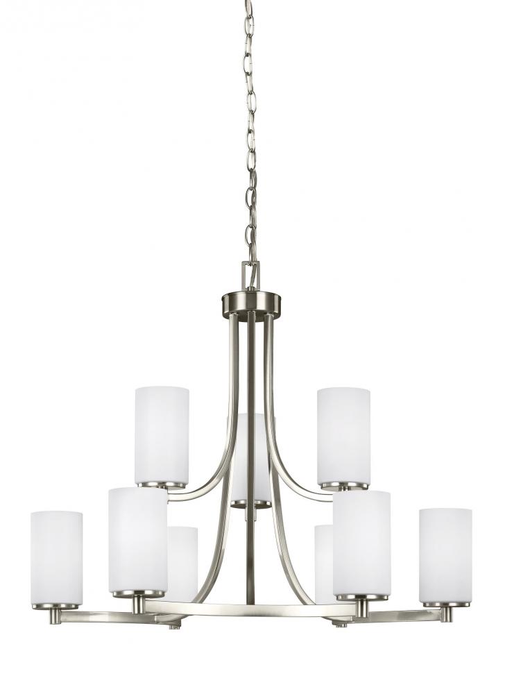 Hettinger transitional 9-light indoor dimmable ceiling chandelier pendant  light in brushed nickel si 3139109-962 City Lights Detroit