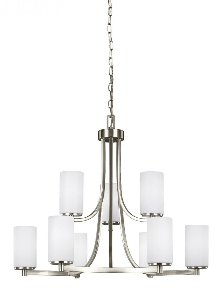 Hettinger transitional 9-light LED indoor dimmable ceiling chandelier pendant light in brushed nicke