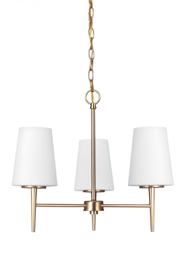 Driscoll contemporary 3-light LED indoor dimmable ceiling chandelier pendant light in satin brass go