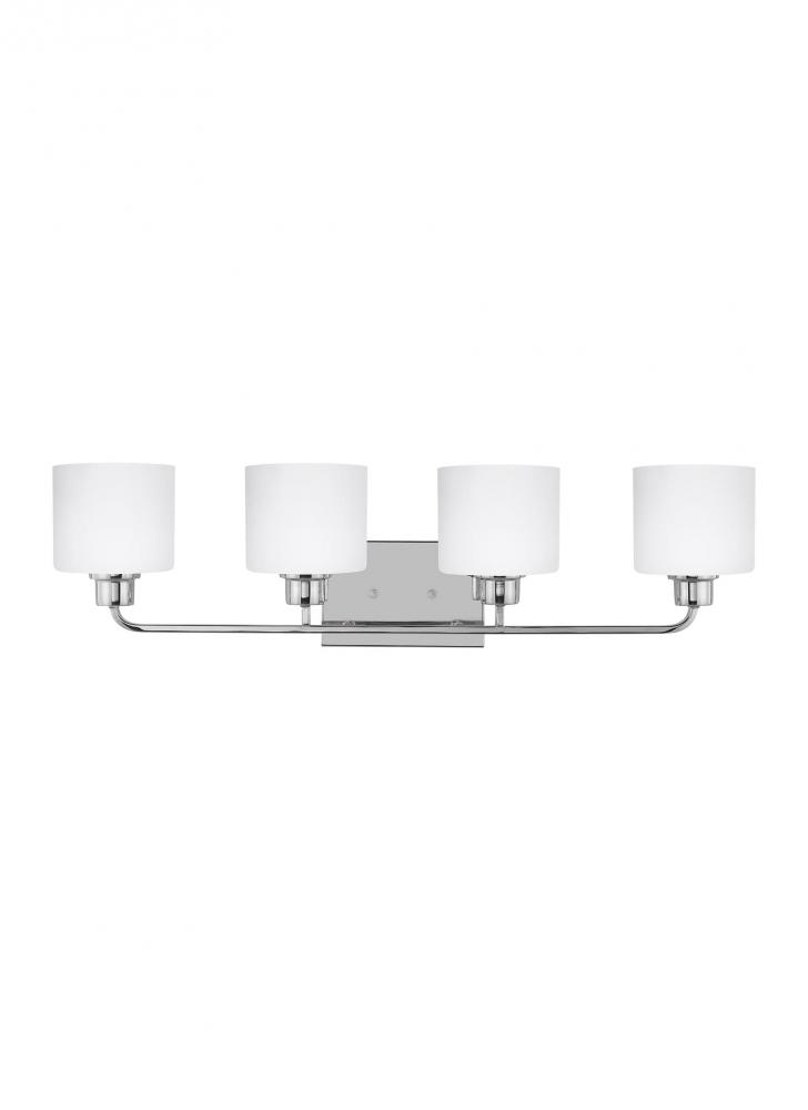 Canfield modern 4-light LED indoor dimmable bath vanity wall sconce in chrome silver finish with etc