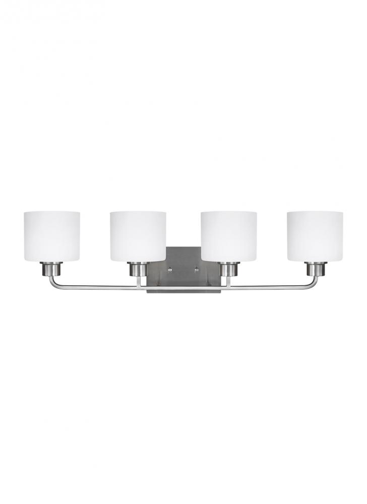 Canfield modern 4-light LED indoor dimmable bath vanity wall sconce in brushed nickel silver finish
