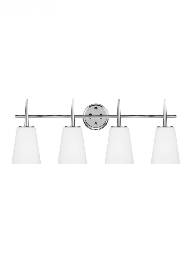 Driscoll contemporary 4-light LED indoor dimmable bath vanity wall sconce in chrome silver finish wi