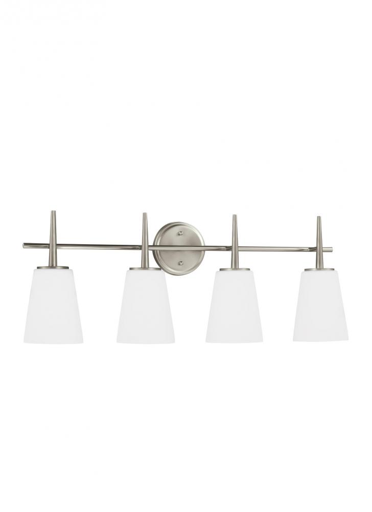 Driscoll contemporary 4-light LED indoor dimmable bath vanity wall sconce in brushed nickel silver f