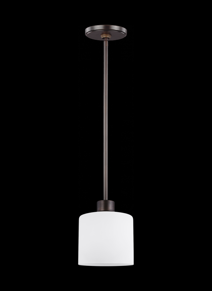 Canfield modern 1-light LED indoor dimmable ceiling hanging single pendant light in bronze finish wi