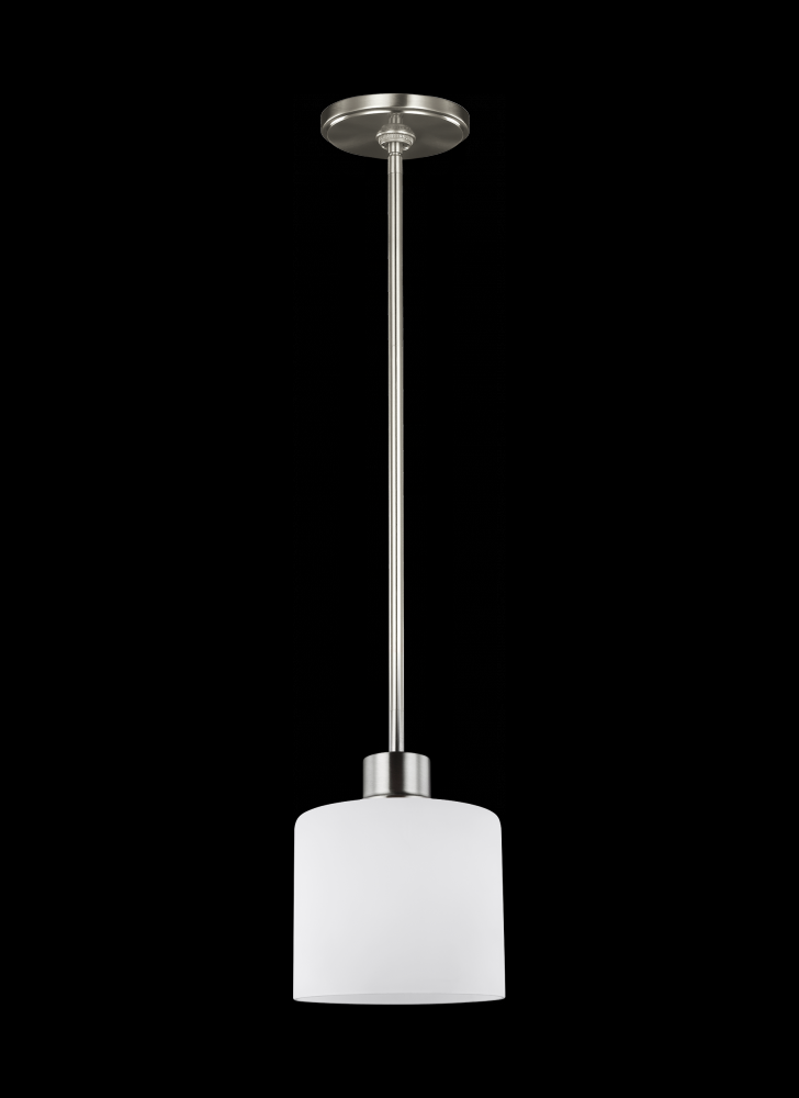 Canfield modern 1-light LED indoor dimmable ceiling hanging single pendant light in brushed nickel s