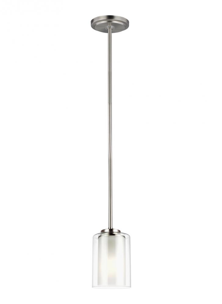 Elmwood Park traditional 1-light LED indoor dimmable ceiling hanging single pendant light in brushed