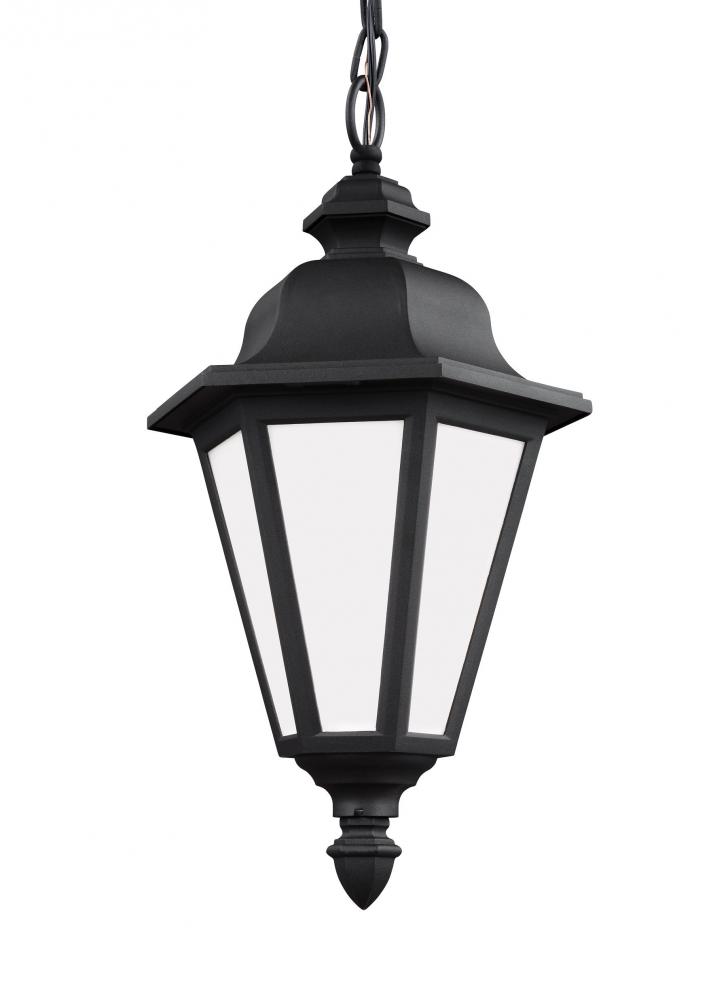 Brentwood traditional 1-light LED outdoor exterior ceiling hanging pendant in black finish with smoo