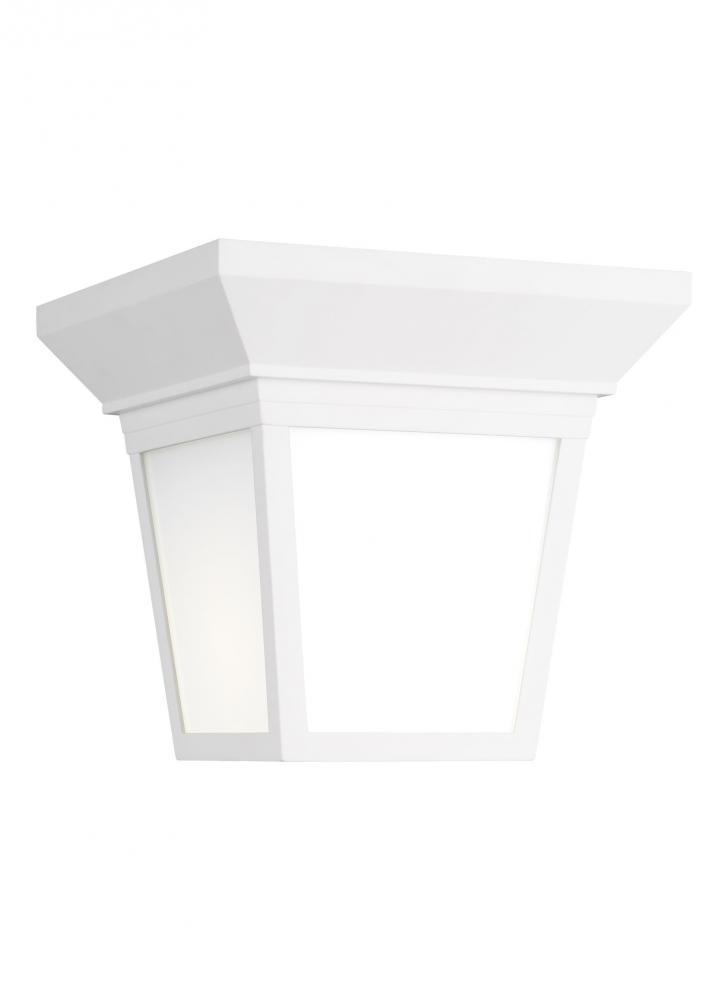 Lavon modern 1-light LED outdoor exterior ceiling ceiling flush mount in white finish with smooth wh