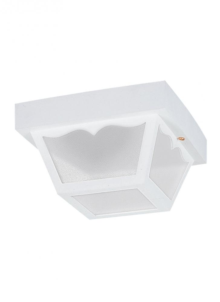 Outdoor Ceiling traditional 1-light LED outdoor exterior ceiling flush mount in white finish with cl