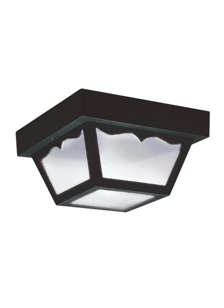 Outdoor Ceiling traditional 2-light LED outdoor exterior ceiling flush mount in black finish with cl