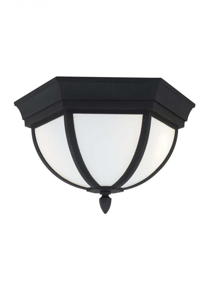Wynfield traditional 2-light LED outdoor exterior ceiling ceiling flush mount in black finish with e