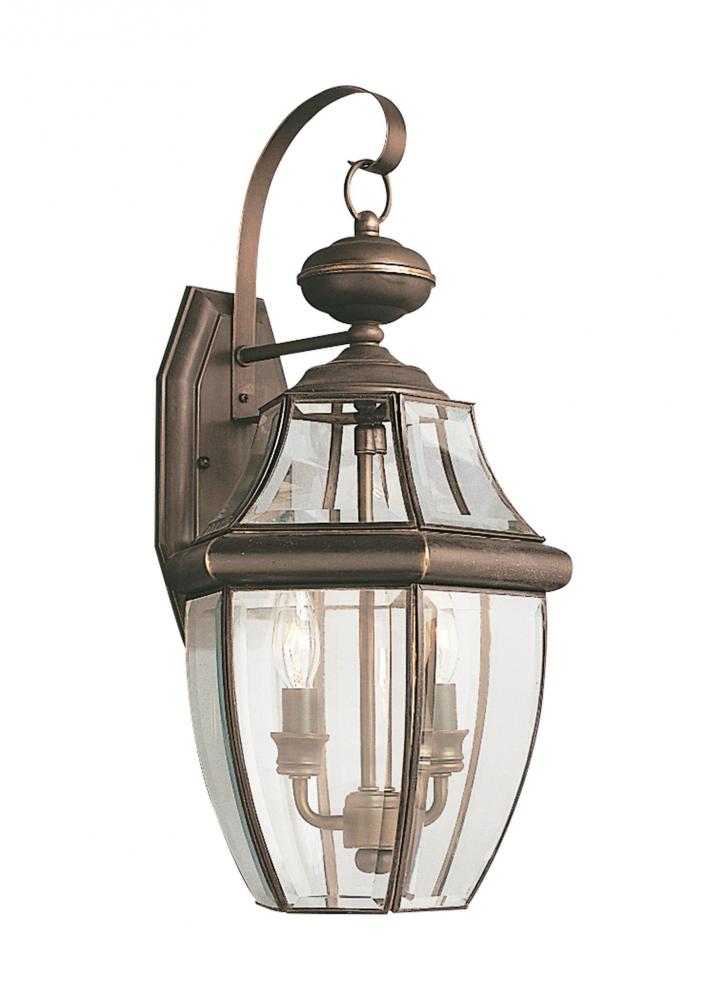 Lancaster traditional 2-light LED outdoor exterior wall lantern sconce in antique bronze finish with