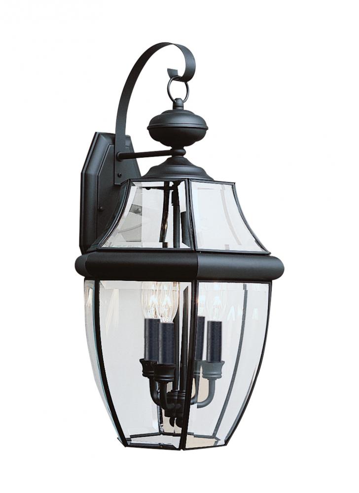 Lancaster traditional 3-light LED outdoor exterior wall lantern sconce in black finish with clear cu
