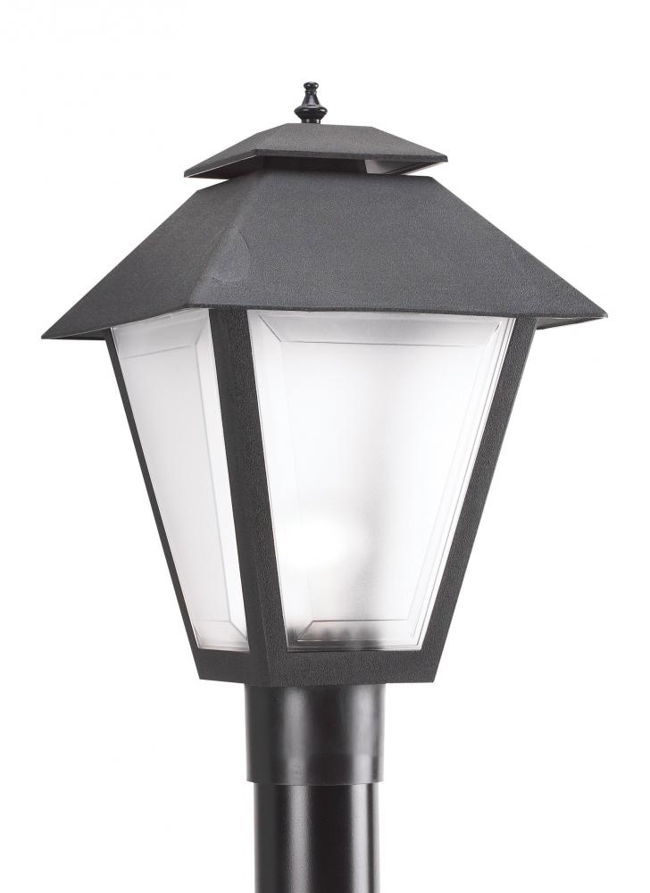 Polycarbonate Outdoor traditional 1-light LED outdoor exterior post lantern in black finish with fro