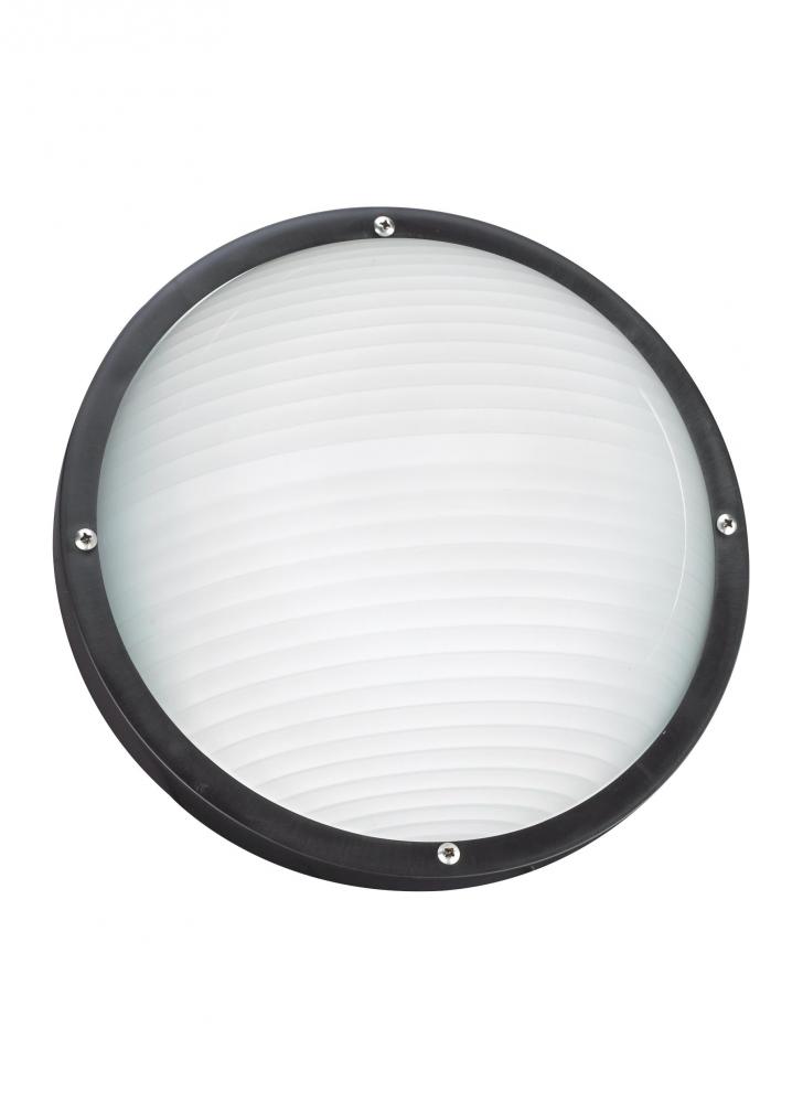 Bayside traditional 1-light LED outdoor exterior wall or ceiling mount in black finish with frosted
