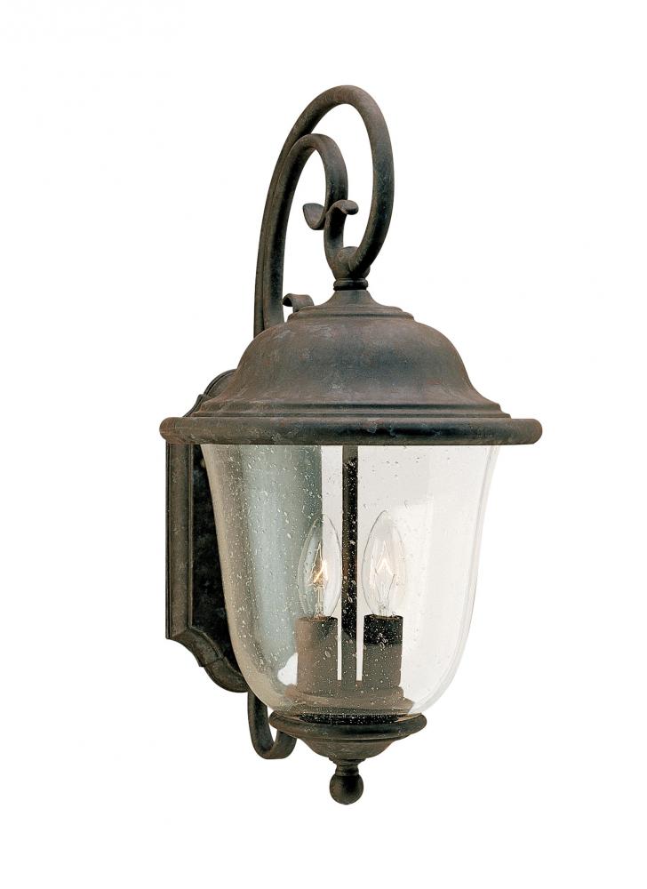Trafalgar traditional 2-light LED outdoor exterior large wall lantern sconce in oxidized bronze fini