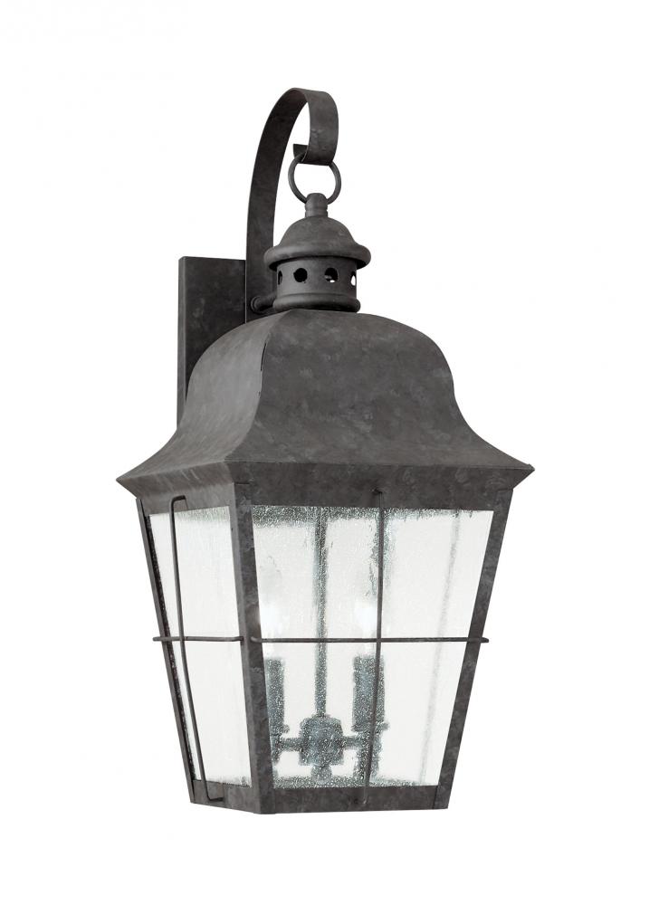 Chatham traditional 2-light LED outdoor exterior wall lantern sconce in oxidized bronze finish with