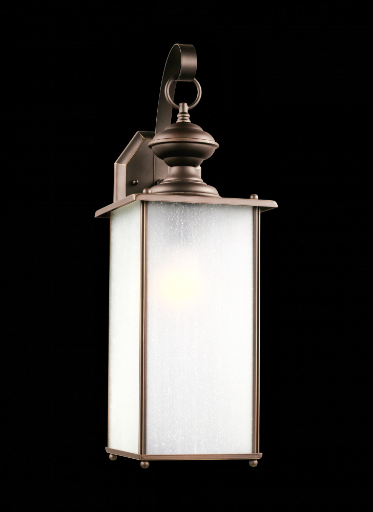 Jamestowne transitional 1-light LED extra large outdoor exterior wall lantern in antique bronze fini