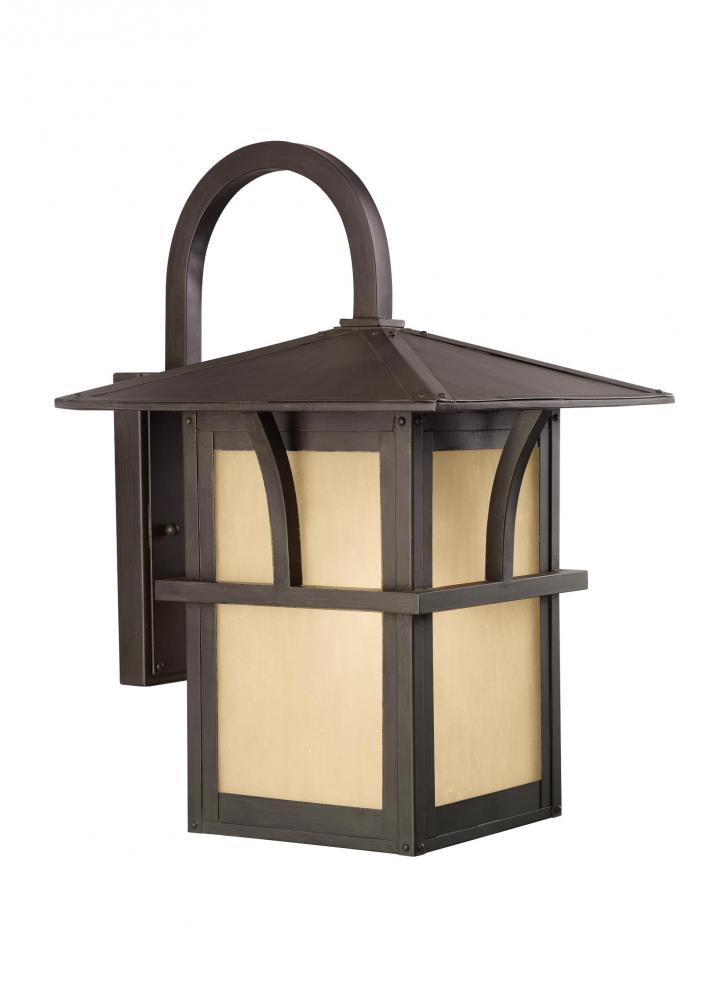 Medford Lakes transitional 1-light LED outdoor exterior large wall lantern sconce in statuary bronze