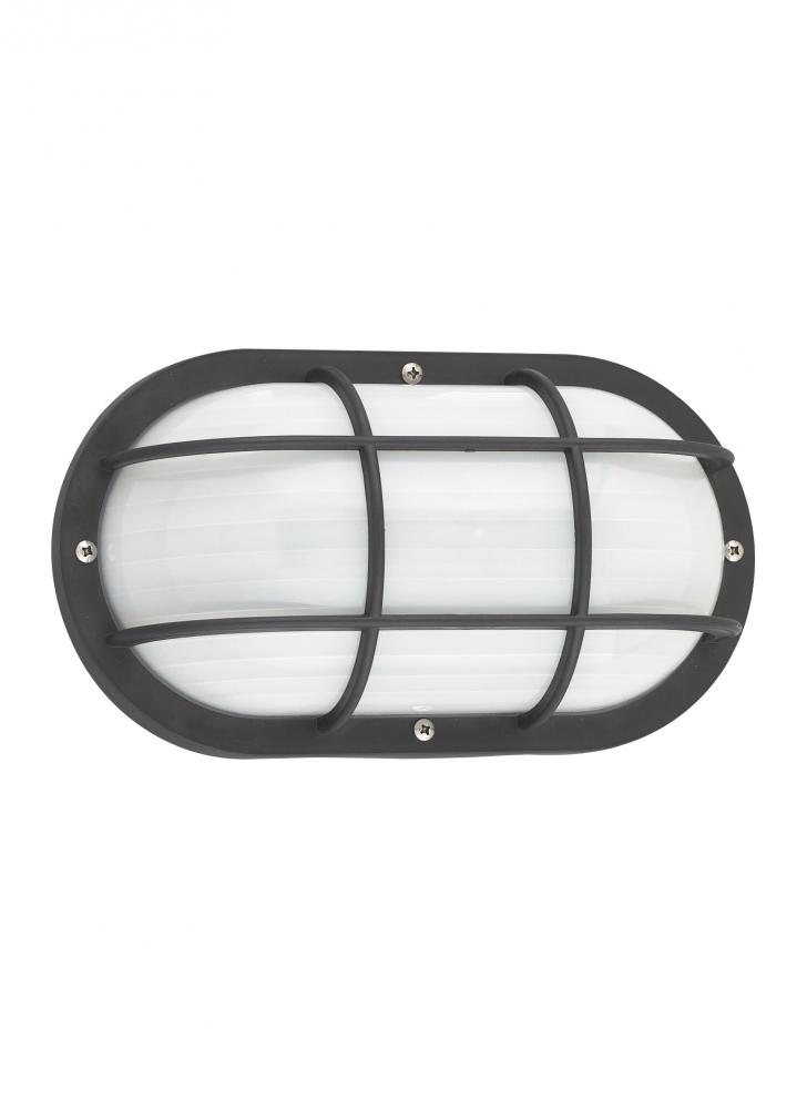 Bayside traditional 1-light LED outdoor exterior wall lantern sconce in black finish with polycarbon
