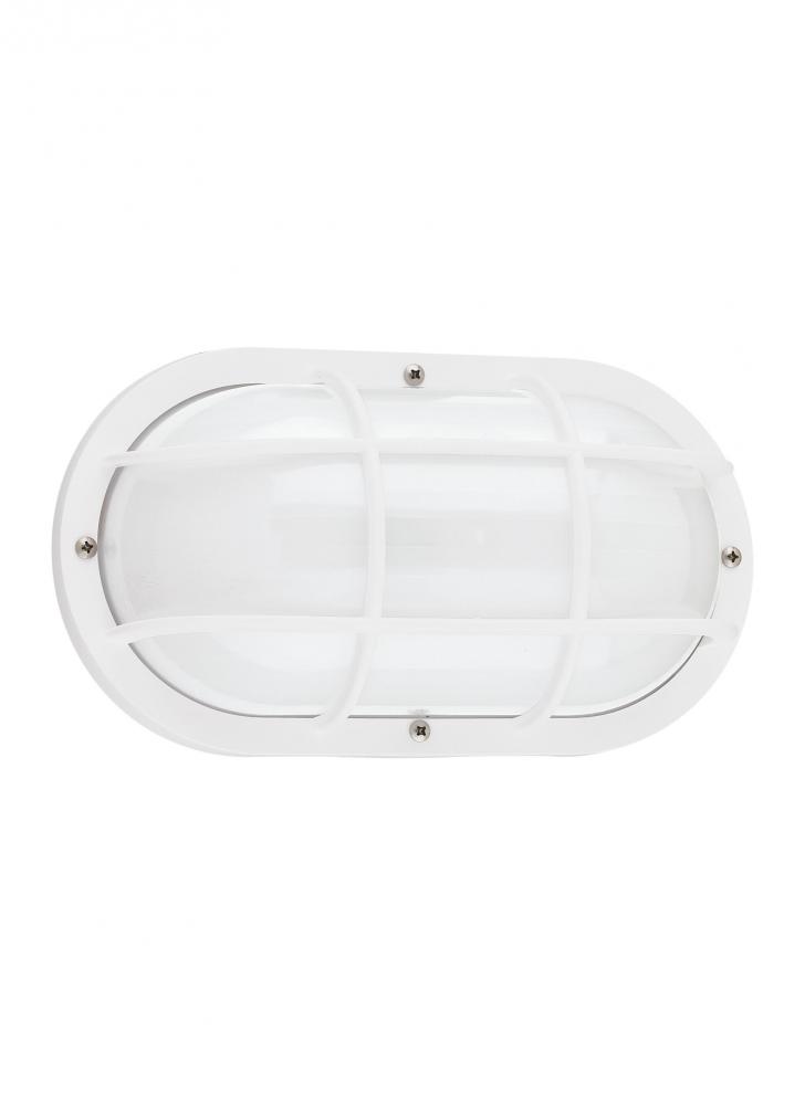 Bayside traditional 1-light LED outdoor exterior wall lantern sconce in white finish with polycarbon