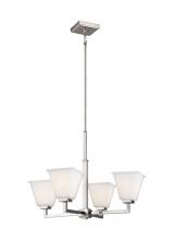 Generation Lighting - Seagull US 3113704EN3-962 - Ellis Harper transitional 4-light indoor dimmable ceiling chandelier pendant light in brushed nickel