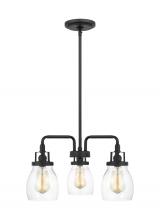 Generation Lighting - Seagull US 3114503-112 - Belton transitional 3-light indoor dimmable ceiling chandelier pendant light in midnight black finis