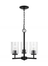 Generation Lighting - Seagull US 31170-112 - Oslo indoor dimmable 3-light chandelier in a midnight black finish with a clear seeded glass shade