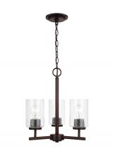 Generation Lighting - Seagull US 31170-710 - Oslo indoor dimmable 3-light chandelier in a bronze finish with a clear seeded glass shade