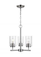 Generation Lighting - Seagull US 31170-962 - Oslo indoor dimmable 3-light chandelier in a brushed nickel finish with a clear seeded glass shade
