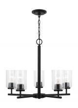 Generation Lighting - Seagull US 31171-112 - Oslo indoor dimmable 5-light chandelier in a midnight black finish with a clear seeded glass shade