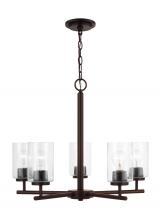 Generation Lighting - Seagull US 31171-710 - Oslo indoor dimmable 5-light chandelier in a bronze finish with a clear seeded glass shade