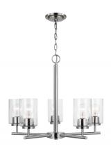 Generation Lighting - Seagull US 31171-962 - Oslo indoor dimmable 5-light chandelier in a brushed nickel finish with a clear seeded glass shade