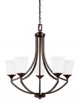 Generation Lighting - Seagull US 3124505-710 - Hanford traditional 5-light indoor dimmable ceiling chandelier pendant light in bronze finish with s