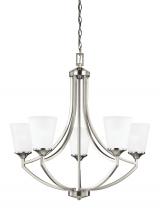 Generation Lighting - Seagull US 3124505-962 - Hanford traditional 5-light indoor dimmable ceiling chandelier pendant light in brushed nickel silve