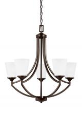 Generation Lighting - Seagull US 3124505EN3-710 - Hanford traditional 5-light LED indoor dimmable ceiling chandelier pendant light in bronze finish wi