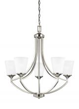 Generation Lighting - Seagull US 3124505EN3-962 - Hanford traditional 5-light LED indoor dimmable ceiling chandelier pendant light in brushed nickel s
