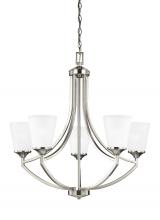 Generation Lighting - Seagull US 3124505EN3-962 - Hanford traditional 5-light LED indoor dimmable ceiling chandelier pendant light in brushed nickel s