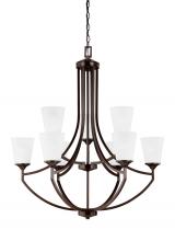 Generation Lighting - Seagull US 3124509-710 - Hanford traditional 9-light indoor dimmable ceiling chandelier pendant light in bronze finish with s
