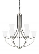Generation Lighting - Seagull US 3124509-962 - Hanford traditional 9-light indoor dimmable ceiling chandelier pendant light in brushed nickel silve