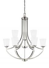 Generation Lighting - Seagull US 3124509EN3-962 - Hanford traditional 9-light LED indoor dimmable ceiling chandelier pendant light in brushed nickel s