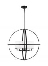 Generation Lighting - Seagull US 3124605EN3-112 - Alturas indoor dimmable LED 5-light single tier chandelier in midnight black finish with spherical s