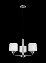 Generation Lighting - Seagull US 3128803-962 - Canfield modern 3-light indoor dimmable ceiling chandelier pendant light in brushed nickel silver fi