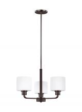 Generation Lighting - Seagull US 3128803EN3-710 - Canfield modern 3-light LED indoor dimmable ceiling chandelier pendant light in bronze finish with e