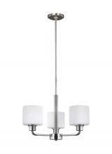 Generation Lighting - Seagull US 3128803EN3-962 - Canfield modern 3-light LED indoor dimmable ceiling chandelier pendant light in brushed nickel silve