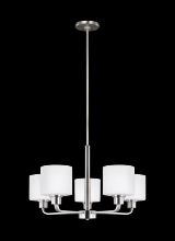 Generation Lighting - Seagull US 3128805-962 - Canfield modern 5-light indoor dimmable ceiling chandelier pendant light in brushed nickel silver fi