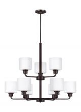 Generation Lighting - Seagull US 3128809EN3-710 - Canfield modern 9-light LED indoor dimmable ceiling chandelier pendant light in bronze finish with e