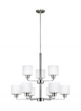 Generation Lighting - Seagull US 3128809EN3-962 - Canfield modern 9-light LED indoor dimmable ceiling chandelier pendant light in brushed nickel silve